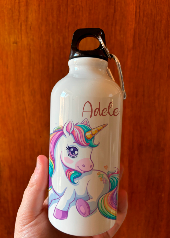 Borraccia da 500 ml in acciaio inox personalizzabile con moschettone e ciuccio per i bambini