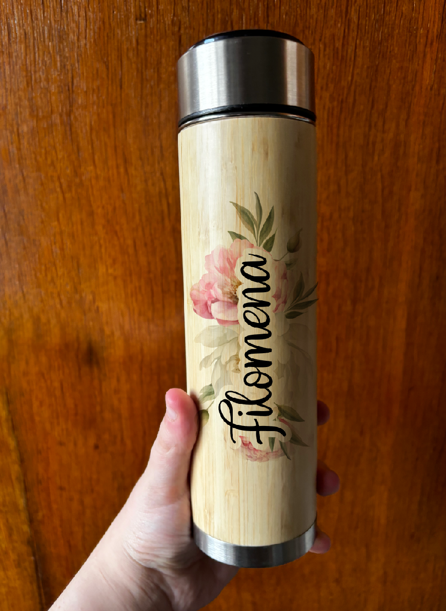 Borraccia termica in legno di bamboo personalizzato