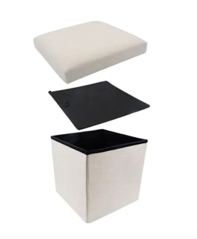 Scatola a Pouf portaoggetti effetto lino personalizzabile
