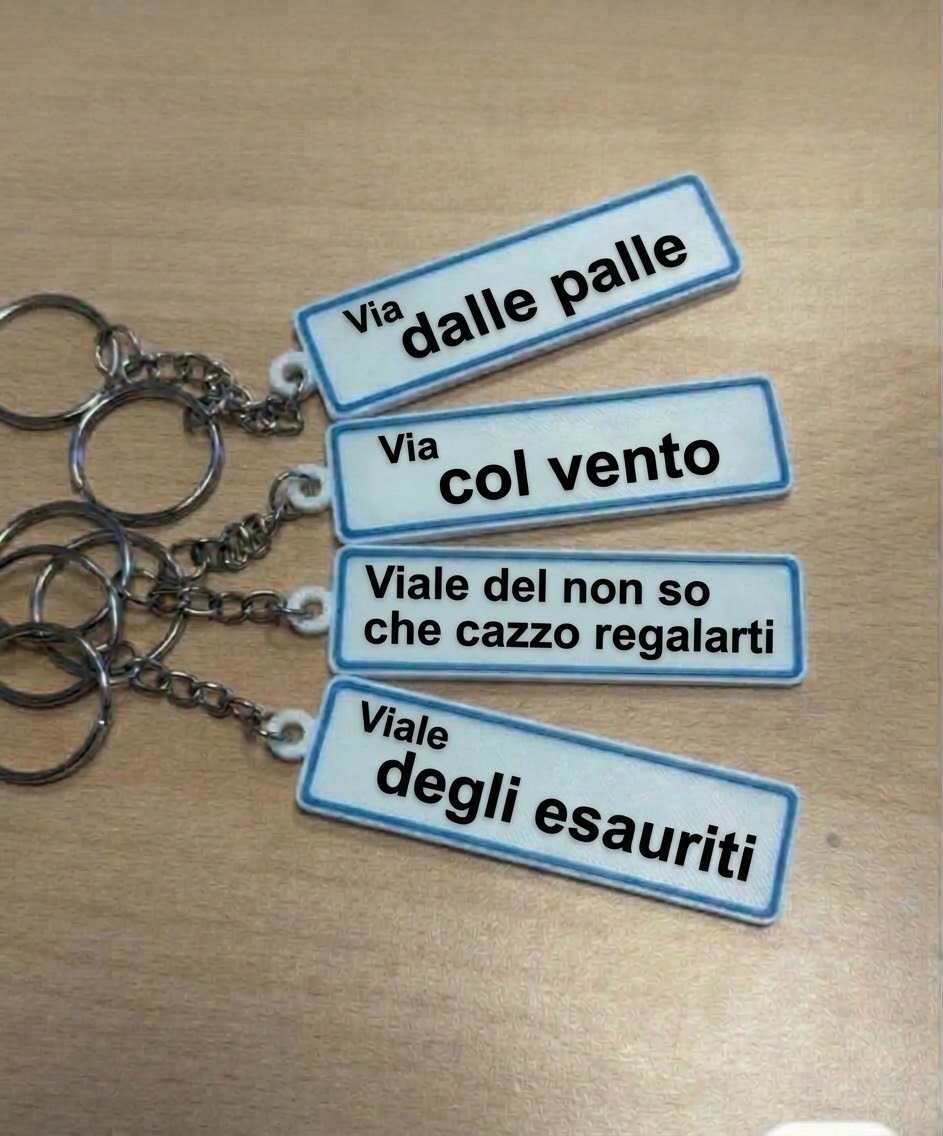Portachiavi 3D Personalizzabile con Frasi Simpatiche e Targhe Ironiche
