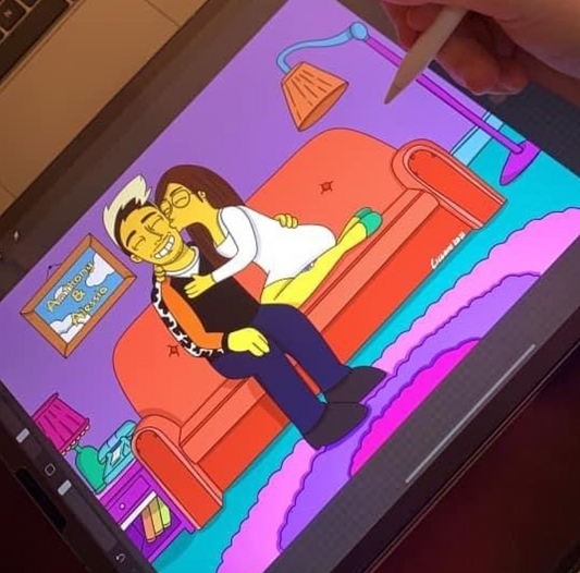 Ritratto simpson con stampa su alluminio