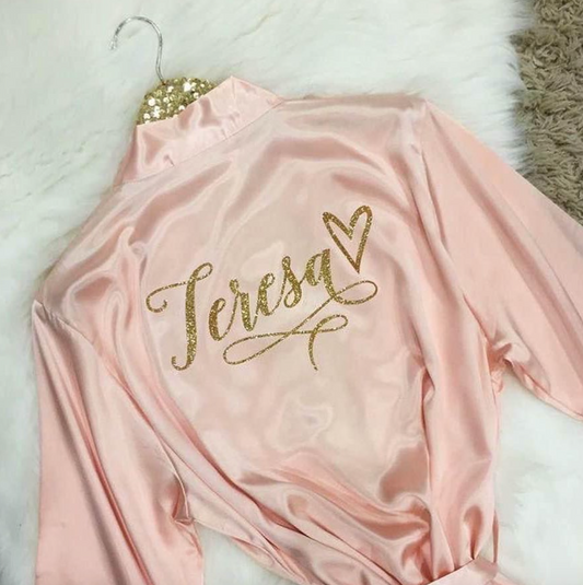 Vestaglia sposa o testimoni in raso colorato personalizzabile