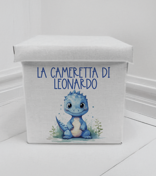 Scatola a Pouf portaoggetti effetto lino personalizzabile