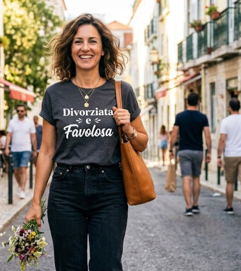 T-Shirt "Divorziata e Favolosa" – Il Tuo Nuovo Inizio Parte da Qui - Personalizzata